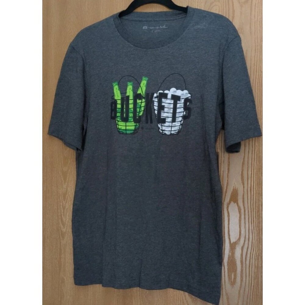 Travis Mathew T-Shirt Mens Small Dark Gray Cotton Graphic Buckets New W/Tags